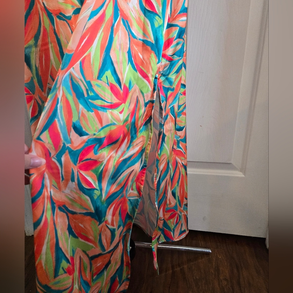 Nicole Miller Tropical Colorful One-Shoulder Maxi Dress 4 - Picture 3 of 8